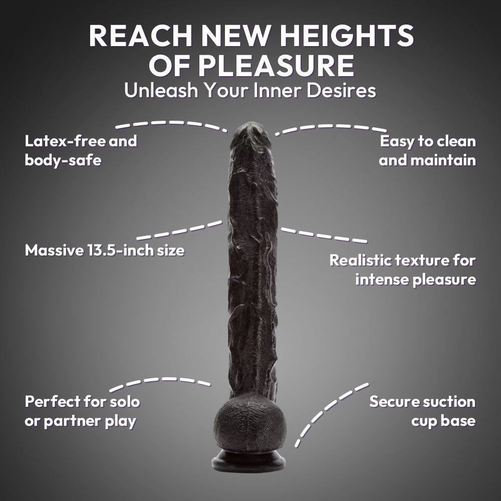 XXL Realistic Dildo for Deep Pleasure | Big Bang Black Delight | Specifications | SVL Toys